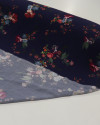 Tecido Viscose Texturizada Buquê Floral Colorido e Azul Marinho