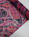 Tecido Crepe Chiffon Brocado Animal Print Ondas Laranja e Pink