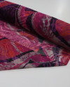 Tecido Crepe Chiffon Brocado Animal Print Ondas Laranja e Pink