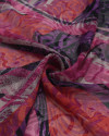 Tecido Crepe Chiffon Brocado Animal Print Ondas Laranja e Pink