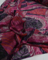 Tecido Crepe Chiffon Brocado Animal Print Ondas Laranja e Pink
