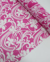 Tecido Crepe Chiffon Arabesco Floral Branco e Rosa