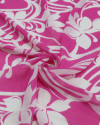 Tecido Crepe Chiffon Arabesco Floral Branco e Rosa