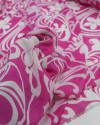 Tecido Crepe Chiffon Arabesco Floral Branco e Rosa