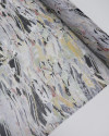 Tecido Crepe Chiffon Pinceladas Abstratas Preto e Cinza