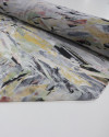 Tecido Crepe Chiffon Pinceladas Abstratas Preto e Cinza