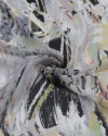 Tecido Crepe Chiffon Pinceladas Abstratas Preto e Cinza