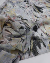 Tecido Crepe Chiffon Pinceladas Abstratas Preto e Cinza