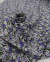 Tecido Crepe Salinas Tapete Floral Lavanda, Branco e Verde