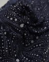 Tecido Crepe Chiffon Multi Poá Ondulado Branco e Azul Marinho