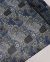 Tecido Crepe Chiffon Estampa Étnica Cinza e Azul