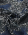 Tecido Crepe Chiffon Estampa Étnica Cinza e Azul