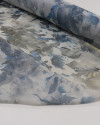 Tecido Crepe Chiffon Toque de Seda com Fóil Floral Tons Frios