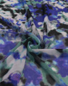 Tecido Crepe Chiffon Manchas Tons de Azul e Preto