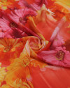 Tecido Crepe Chiffon Margaridas Tons Vibrantes
