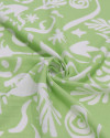 Tecido Viscose Texturizada Folhas e Espirais Pistache