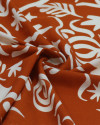 Tecido Viscose Texturizada Folhas e Espirais Ferrugem