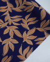Tecido Crepe Koshibo Macro Folhagens e Rabiscos Branco, Caramelo e Azul