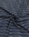 Tecido Viscose Linhas Curvas Creme e Azul Petróleo (0.6m)