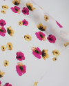 Tecido Viscose Portulacas Pink, Laranja e Offwhite