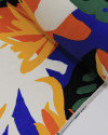 Tecido Linho Misto Estampado Macro Folhas Abstratas Colorido