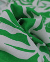 Tecido Linho Misto Estampado Macro Floral Abstrato Branco e Verde