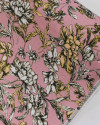Tecido Linho Misto Estampado Ramos Florais Brando, Dourado e Rosé 