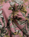 Tecido Linho Misto Estampado Ramos Florais Brando, Dourado e Rosé 
