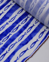 Tecido Viscose Premium Sardines em Listras Irregulares Branco e Azul