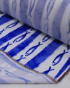 Tecido Viscose Premium Sardines em Listras Irregulares Branco e Azul