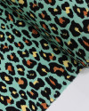 Tecido Viscose Animal Print Clássico Preto e Verde Água