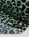 Tecido Viscose Animal Print Clássico Preto e Verde Água