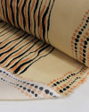 Tecido Viscose Listrado Irregular Pontilhado Preto, Argila e Creme