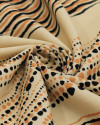 Tecido Viscose Listrado Irregular Pontilhado Preto, Argila e Creme