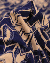 Tecido Viscose Texturizada Chevron Irregular Nude e Azul Marinho