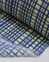 Tecido Viscose Texturizada Quadriculados Irregulares Azul e Creme