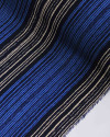 Tecido Viscose Texturizada Listras Bege e Tons de Azul