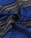 Tecido Viscose Texturizada Listras Bege e Tons de Azul