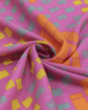 Tecido Viscose Texturizada Listras Geométricas Colorido e Rosa