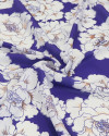 Tecido Crepe Silk Macro Flores Branco e Violeta