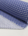 Tecido Linho Misto Poá Branco e Azul Jeans