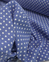 Tecido Linho Misto Poá Branco e Azul Jeans
