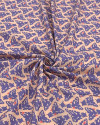 Tecido Crepe de Seda Mariposas Abstratas Azul e Rosé