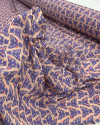 Tecido Crepe de Seda Mariposas Abstratas Azul e Rosé