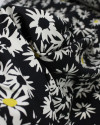 Tecido Crepe de Viscose Tapete Floral Offwhite e Preto