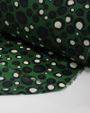 Tecido Crepe Salinas Pingos Irregulares Offwhite, Preto e Verde Floresta