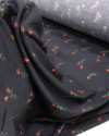 Tecido Cambraia com Algodão Micro Rosas Verde, Vermelho e Preto