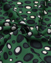 Tecido Crepe Salinas Pingos Irregulares Offwhite, Preto e Verde Floresta