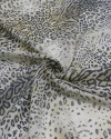 Tecido Crepe de Seda Mista Animal Print em Barras Cinza e Amarelo