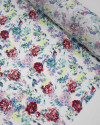 Teido Seda Mista Campo Floral Colorido e Branco